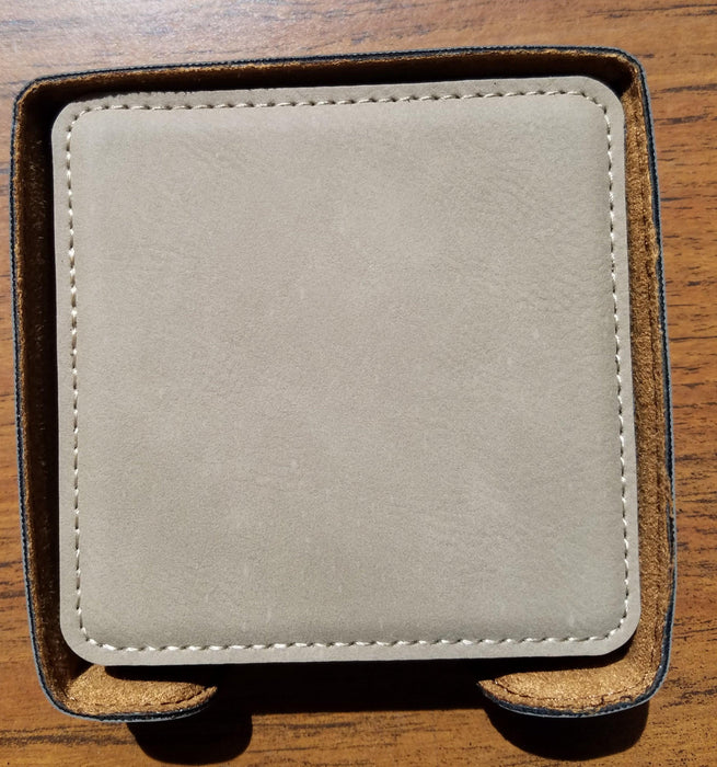 Custom Engraved Leather Coaster Set - Matworks