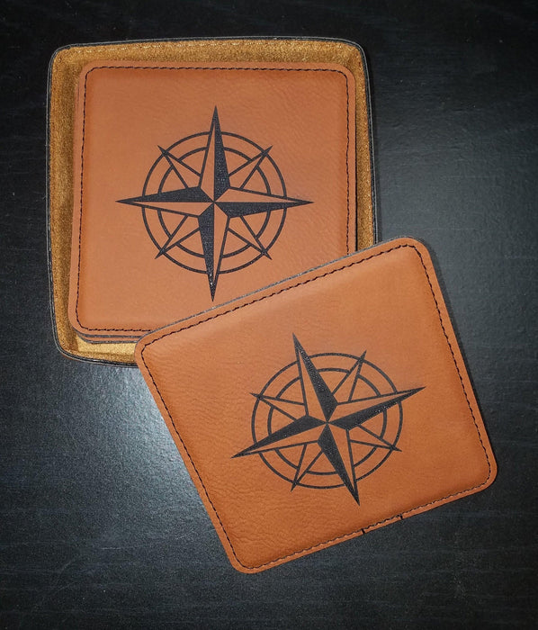 Custom Engraved Leather Coaster Set - Matworks