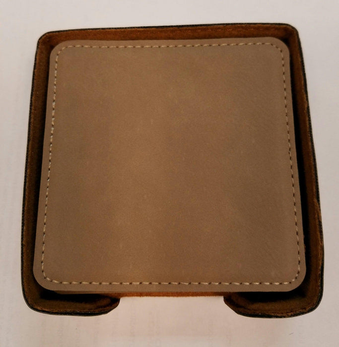 Custom Engraved Leather Coaster Set - Matworks