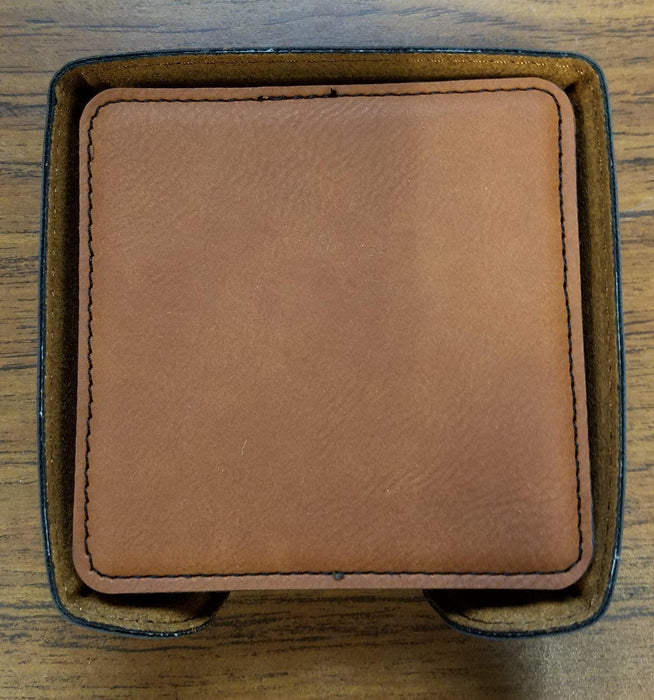 Custom Engraved Leather Coaster Set - Matworks