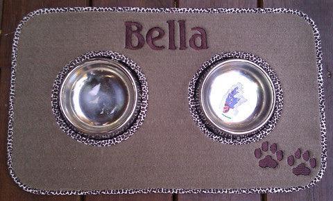 Custom Pet Food Mat w/ Stainless Steel Bowl Set - Matworks