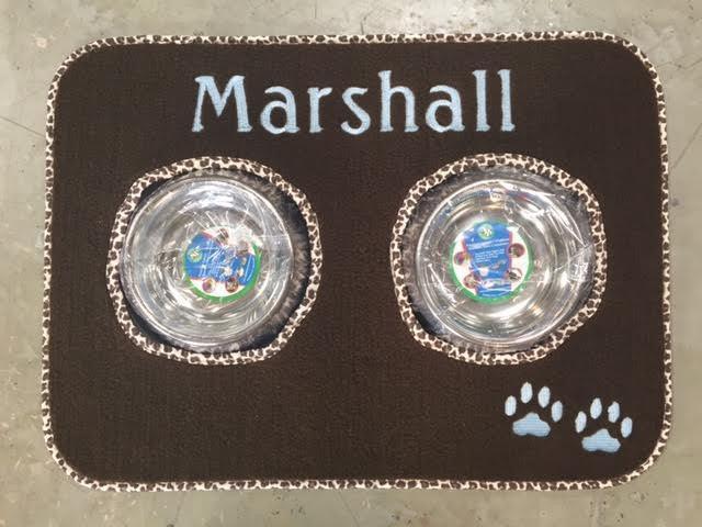 Custom Pet Food Mat w/ Stainless Steel Bowl Set - Matworks