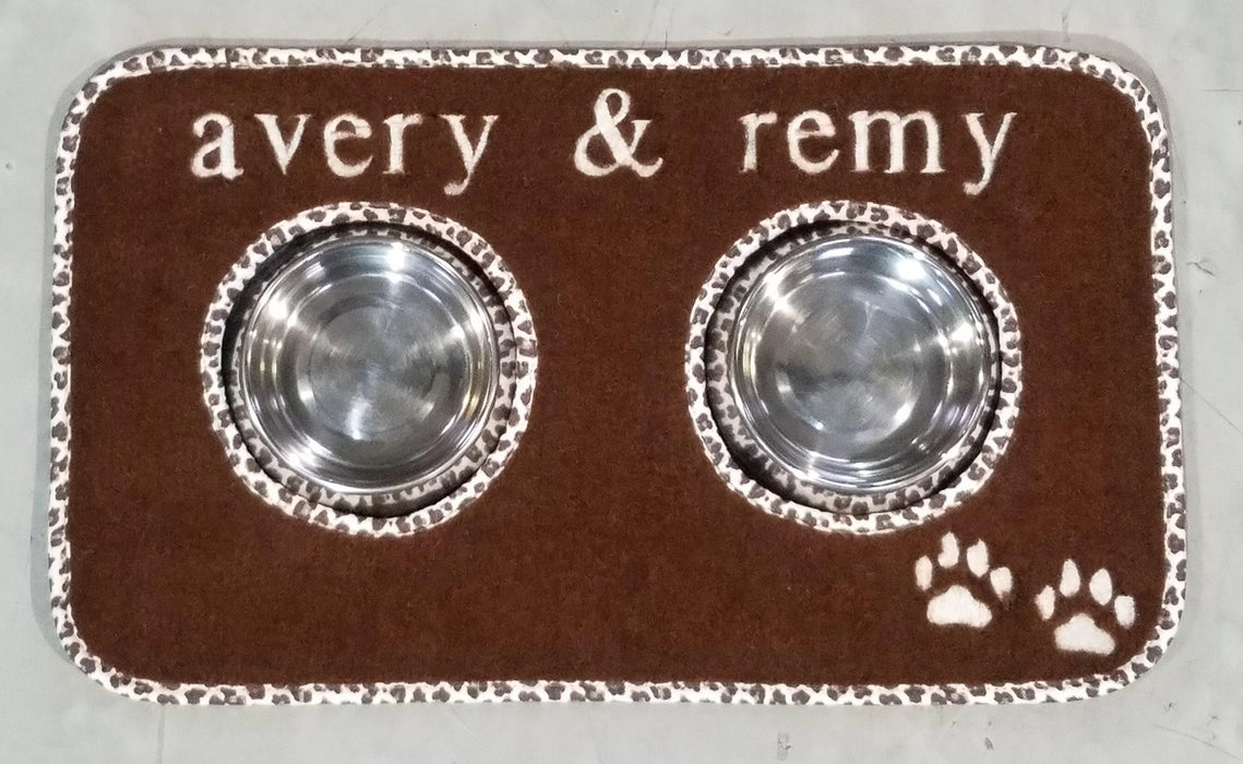 Custom Pet Food Mat w/ Stainless Steel Bowl Set - Matworks