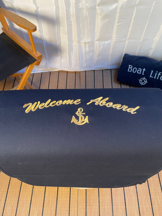 Personalized 20"W X 36"L "Welcome Aboard" SUNBRELLA Gunwale Sideboard Marine Mat - Matworks